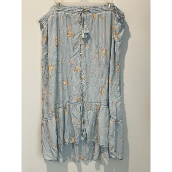 Wonderly Women's Midi Maxi Hi-low Floral Boho‎ Skirt Light Blue Tassel size 4X - Picture 1 of 5